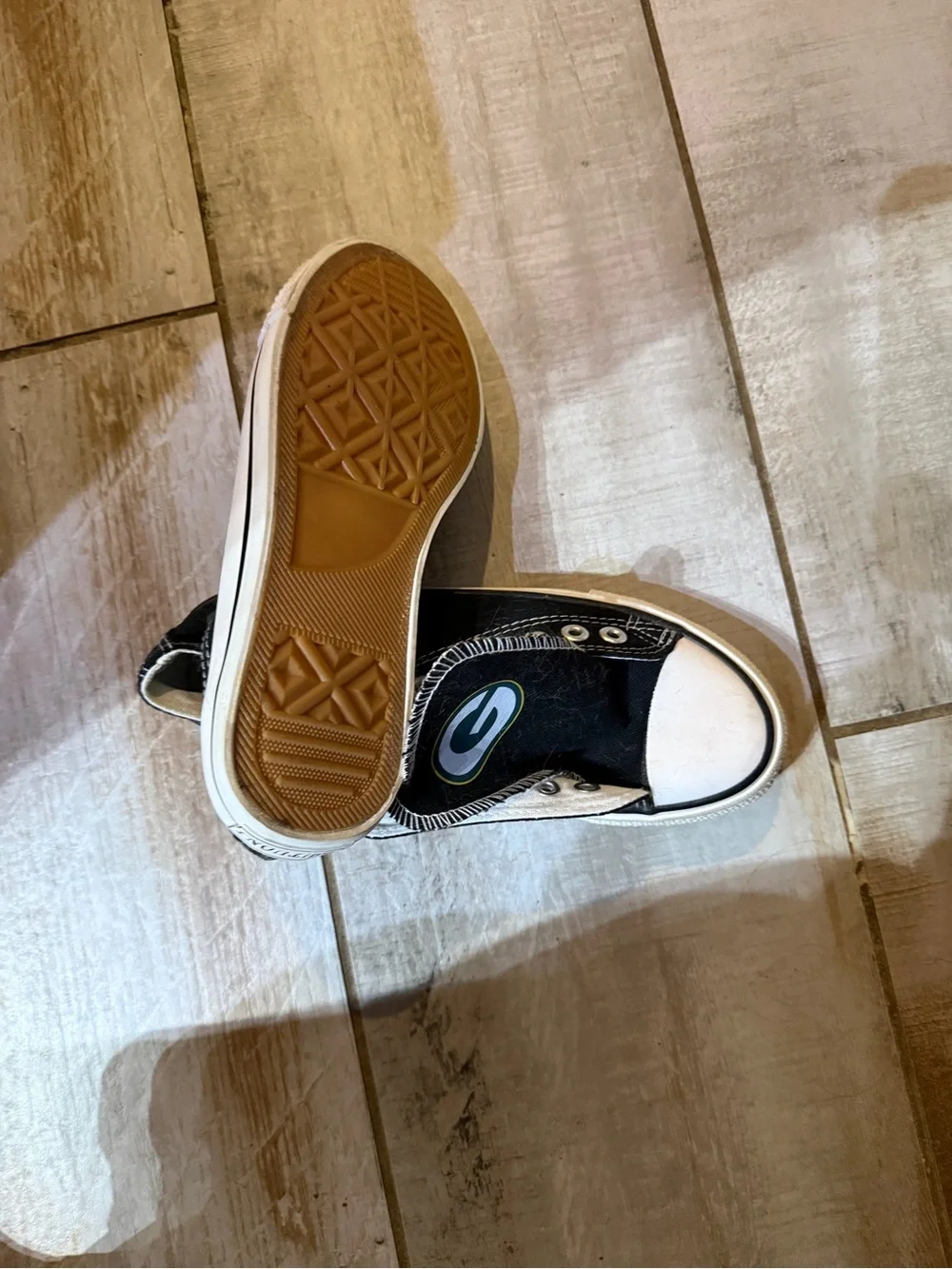 Green Bay Packers Black Slip-On Canvas Sneakers Size 39